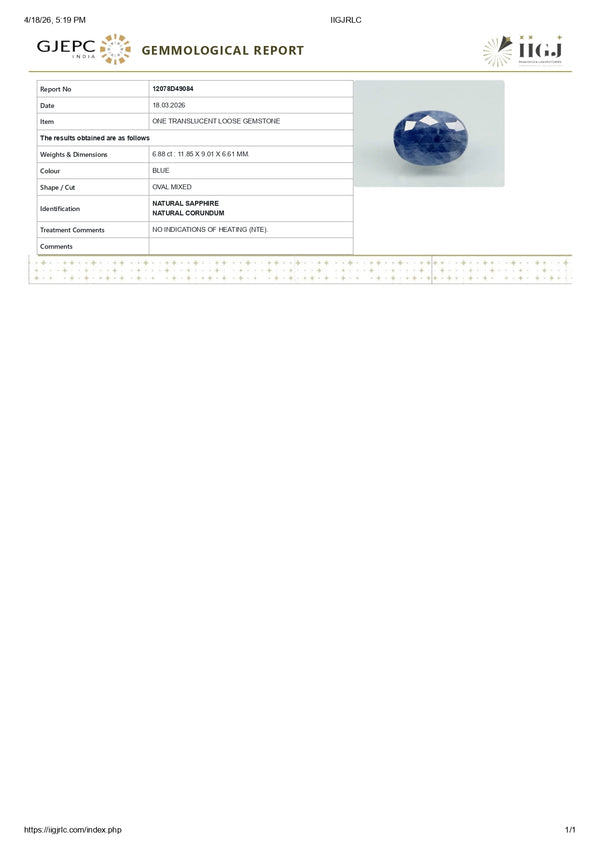 Natural Blue Sapphire (Neelam) 6.88 Carats - Media 6