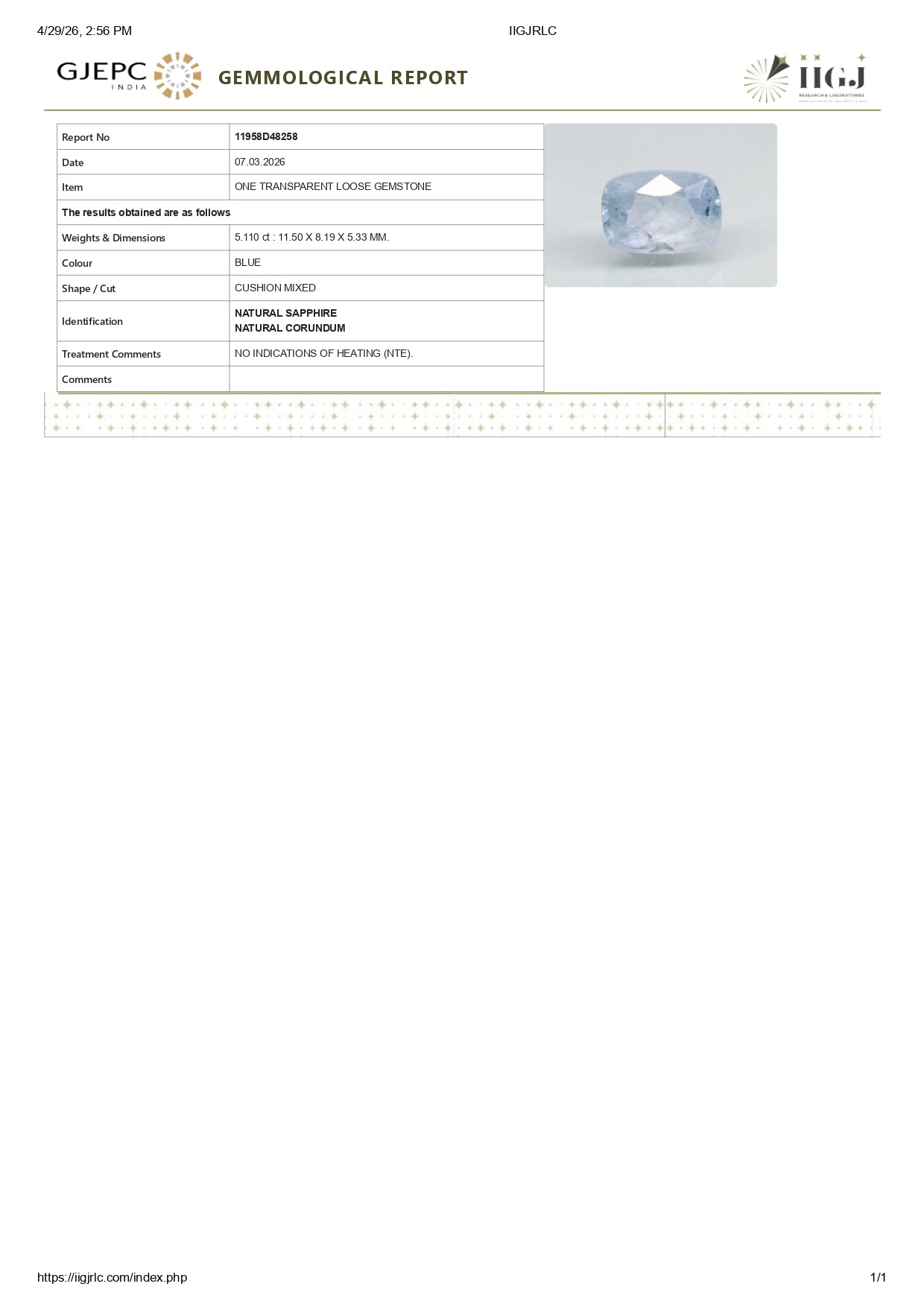 
                    
                      Natural Blue Sapphire (Neelam) 5.11 Carats - Media 6
                    
                  