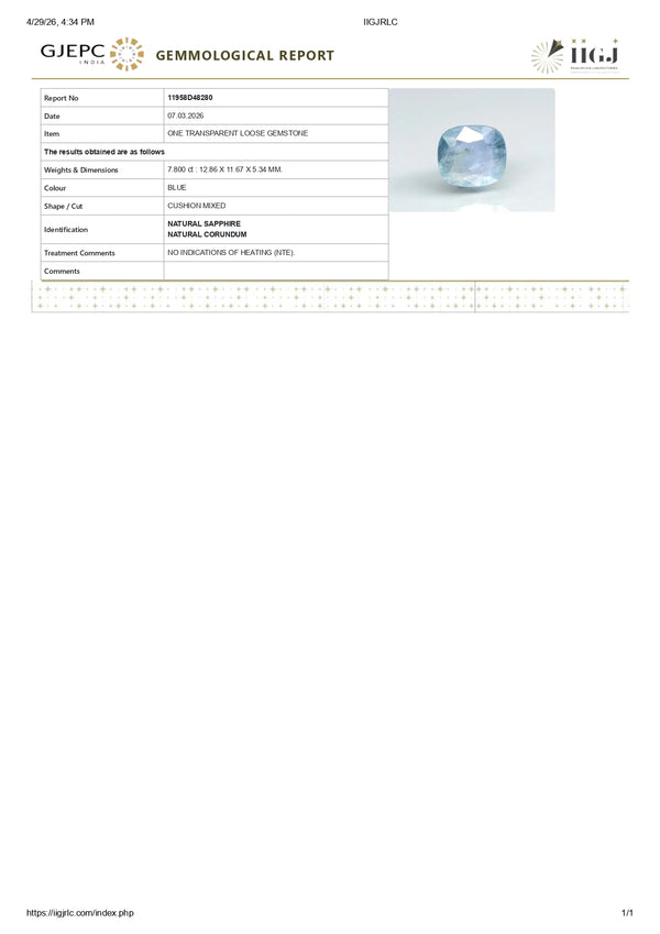 Natural Blue Sapphire (Neelam) 7.80 Carats - Media 6