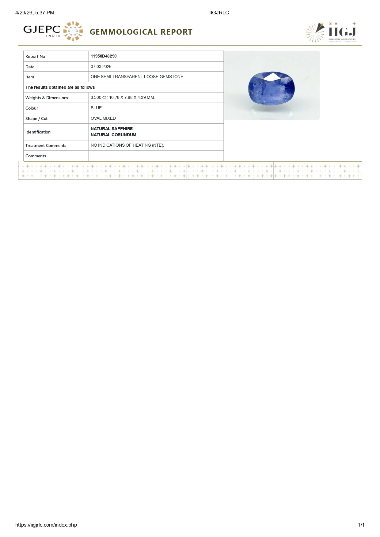
                    
                      Natural Blue Sapphire (Neelam) 3.50 Carats - Media 6
                    
                  
