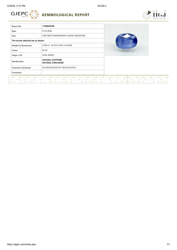 Natural Blue Sapphire (Neelam) 3.50 Carats - Media 6