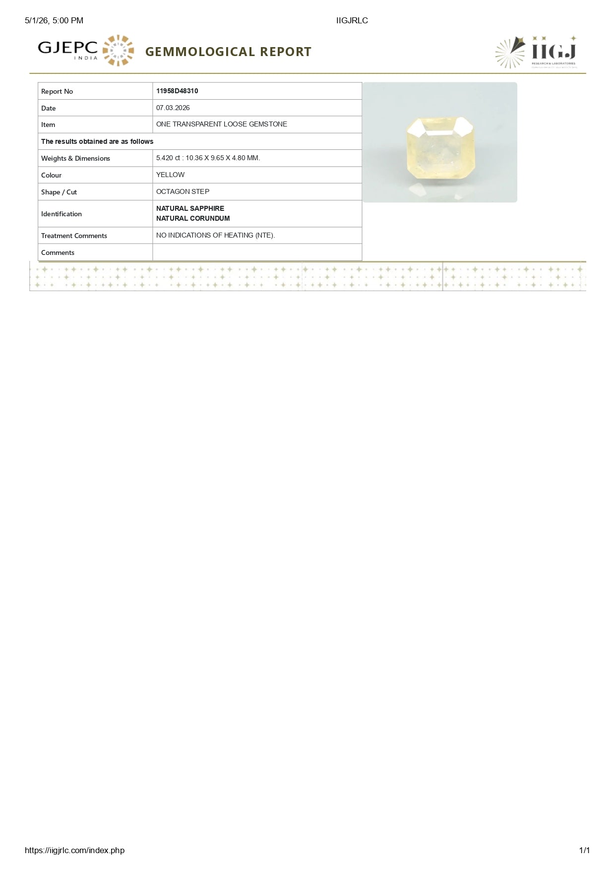 
                    
                      Natural Yellow Sapphire (Pukhraj) 5.42 Carats - Media 6
                    
                  
