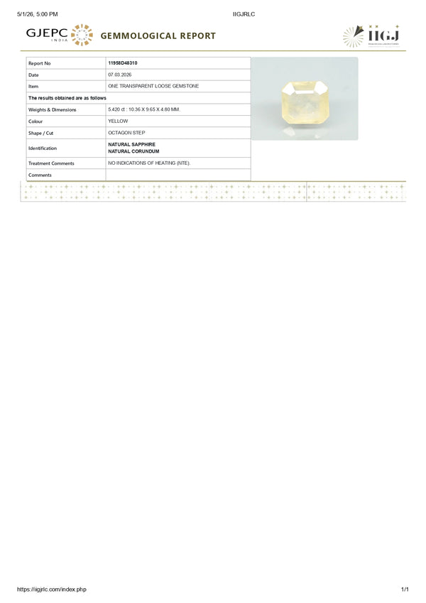 Natural Yellow Sapphire (Pukhraj) 5.42 Carats - Media 6