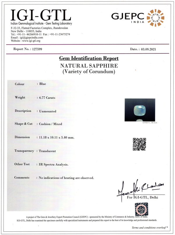 Natural Blue Sapphire (Neelam) 6.77 Carats - Media 6