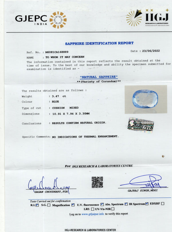 Natural Blue Sapphire (Neelam) 3.47 Carats - Media 6