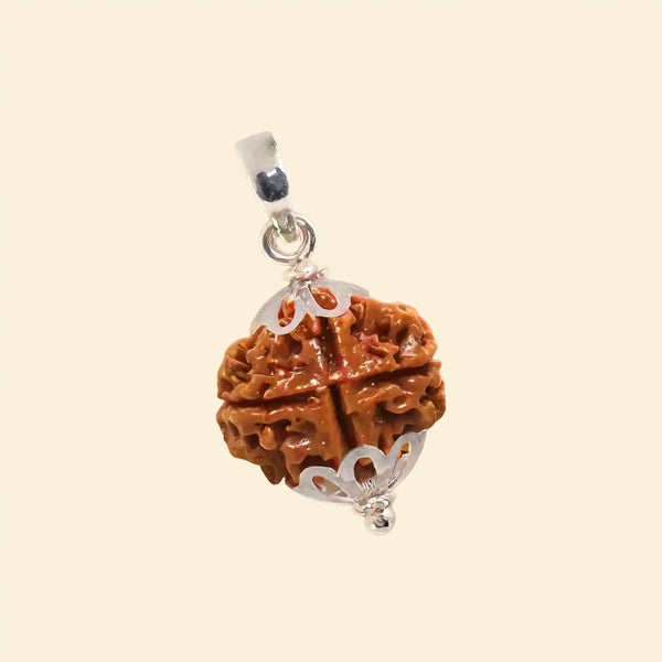 4 mukhi rudraksha acharya lavbhushan, brahma rudraksha, intellect learning symbol, creativity clarity bead, shiva rudraksha, spiritual balance bead, vedic rudraksha, conscious living support
