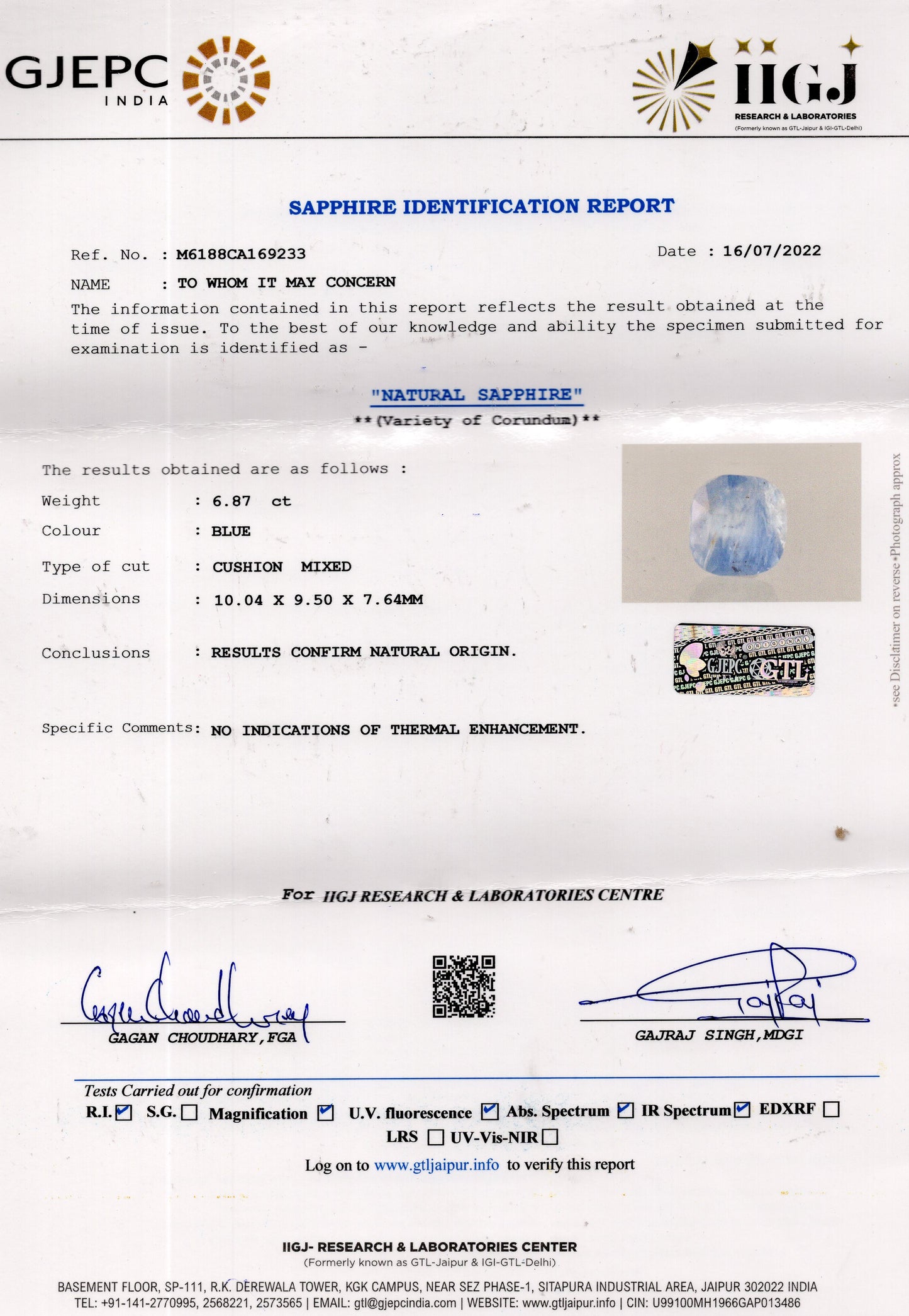 
                    
                      Natural Blue Sapphire (Neelam) 6.87 Carats - Media 6
                    
                  
