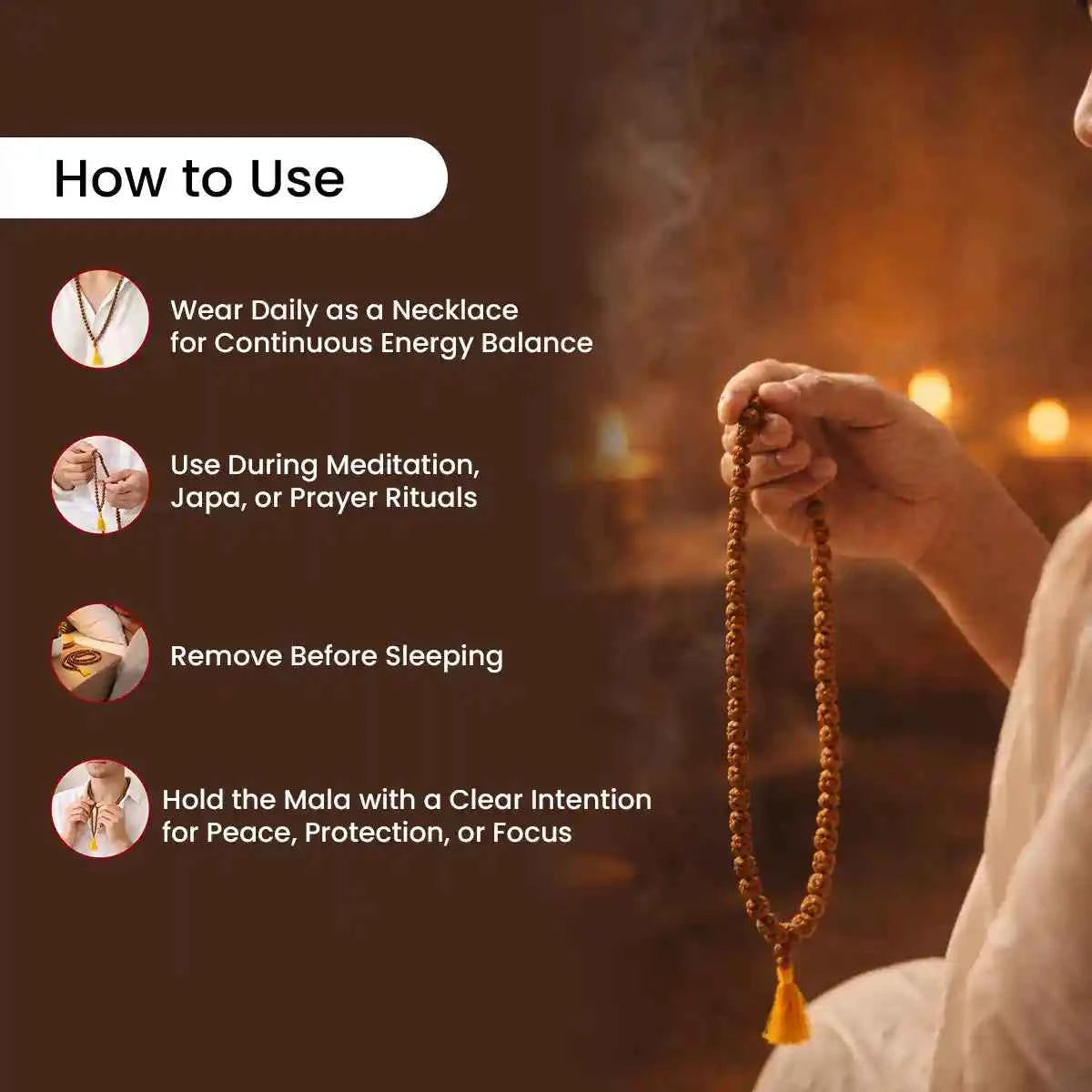 
                    
                      5 mukhi rudraksha mala acharya lavbhushan, rudraksha mala 108 beads, shiva rudraksha mala, meditation japa mala, spiritual prayer beads, focus calm energy, lightweight rudraksha mala, daily sadhana mala, how to use 
                    
                  