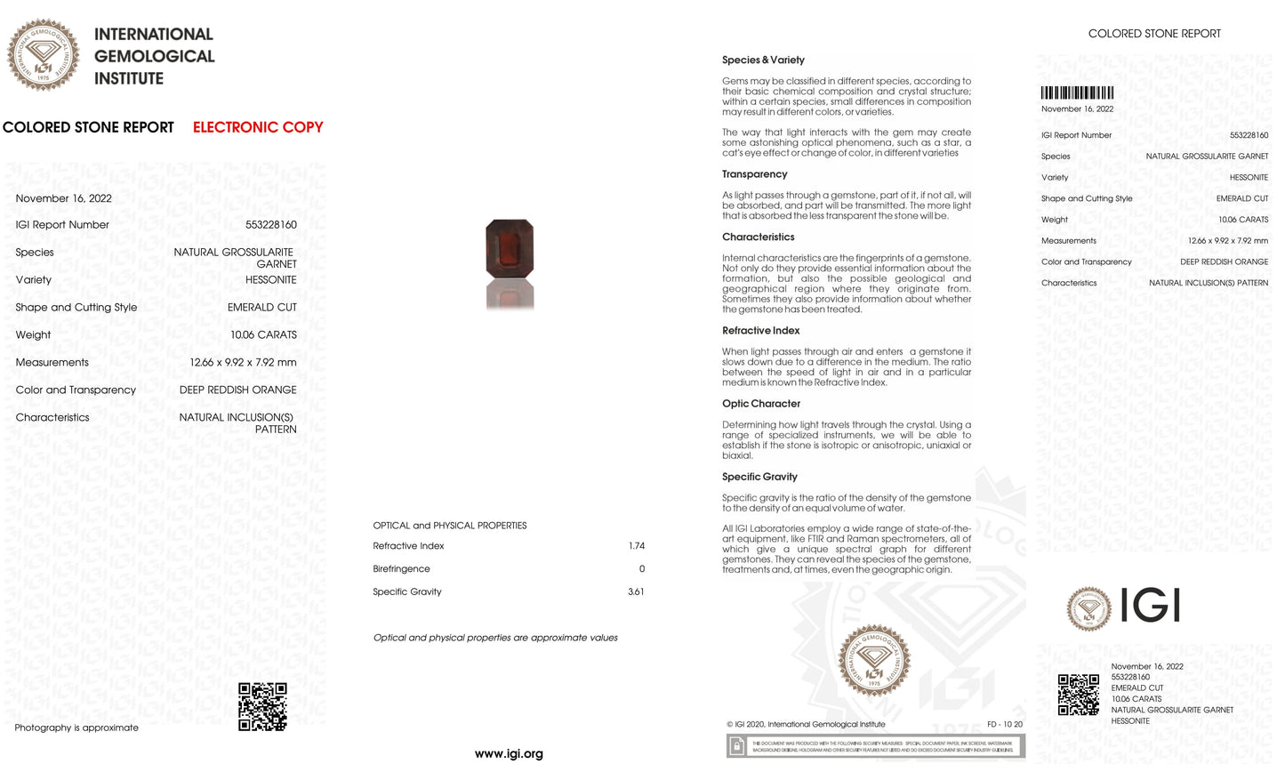
                    
                      NATURAL HESSONITE (GOMED) 10.06 CARATS - Media 6
                    
                  