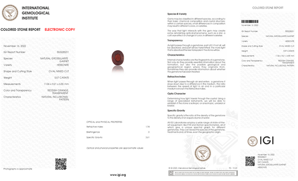 NATURAL HESSONITE (GOMED) 5.57 CARATS - Media 5