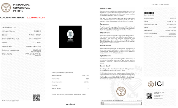 NATURAL ZIRCON 6.71  CARATS - Media 6