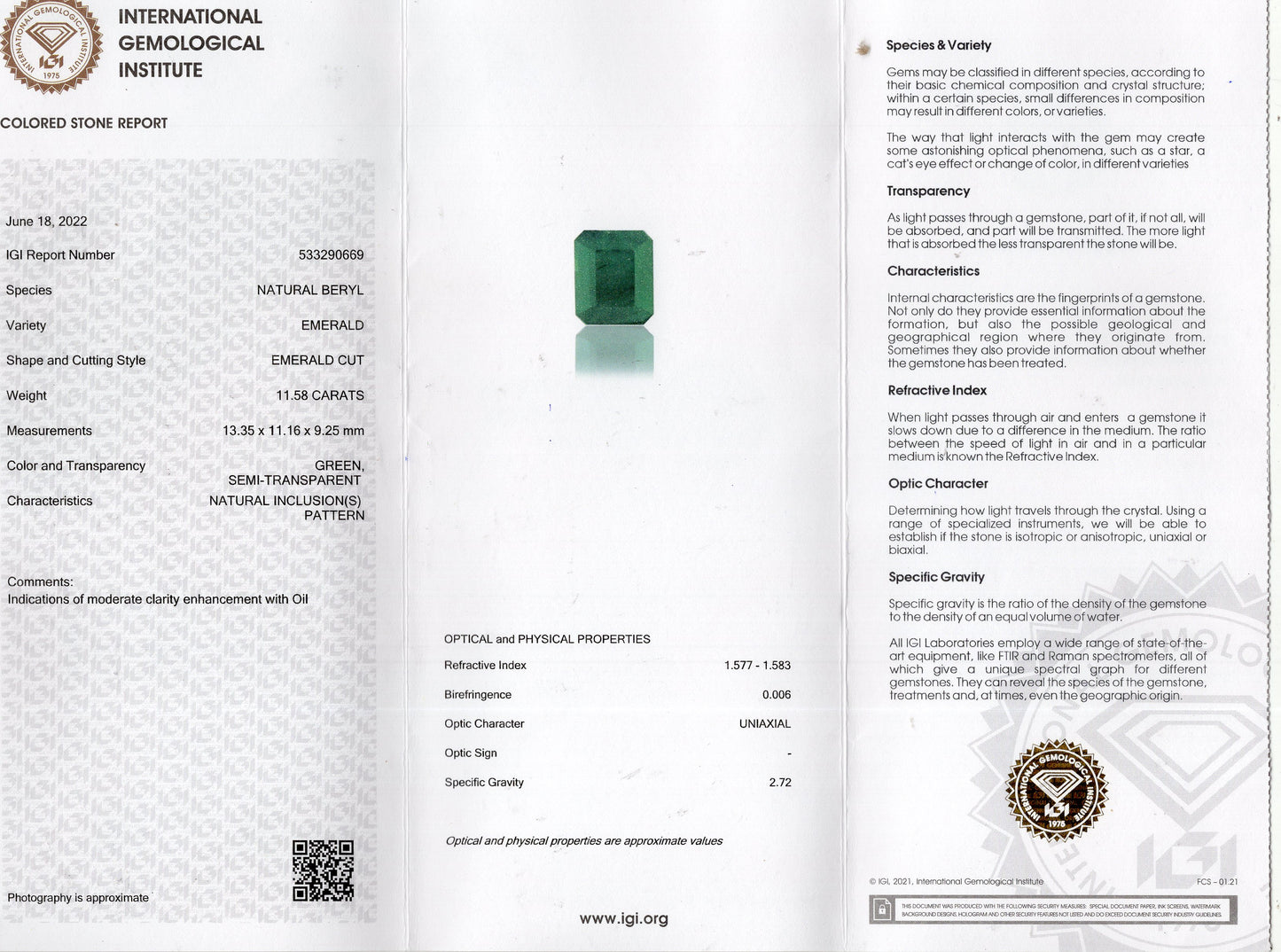 
                    
                      Natural Zambian Emerald (Panna) 11.58 Carats - Media 6
                    
                  