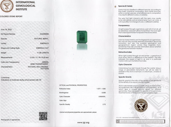 Natural Zambian Emerald (Panna) 11.58 Carats - Media 6
