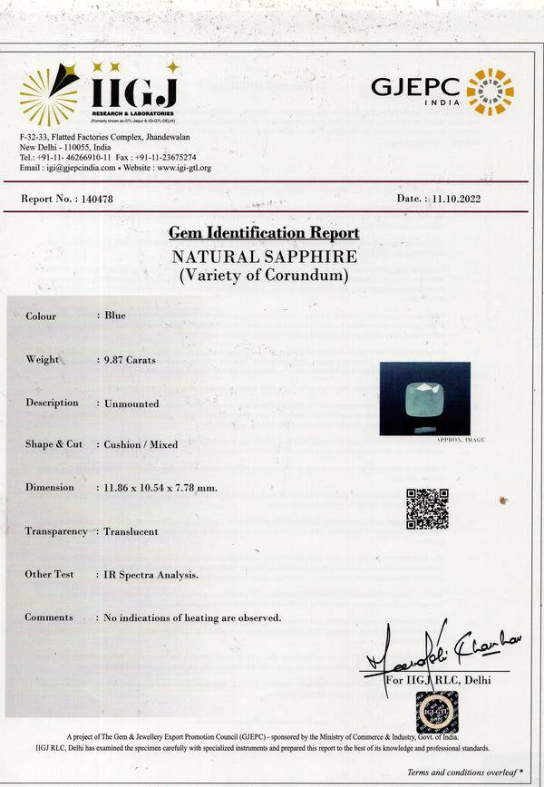 Natural Blue Sapphire (Neelam) 9.87 Carats - Media 6