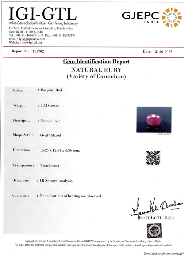 Natural Ruby (Manik) 9.62 Carats - Media 5