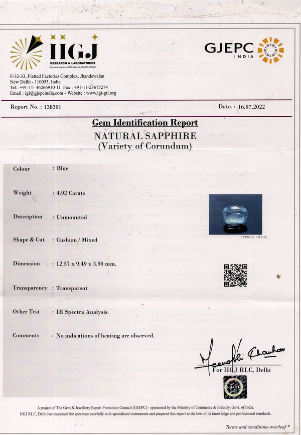 Natural Blue Sapphire (Neelam) 4.92 Carats - Media 6