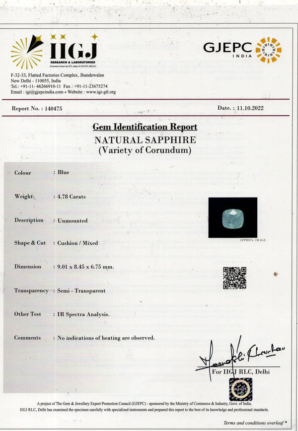 Natural Blue Sapphire (Neelam) 4.78 Carats - Media 6