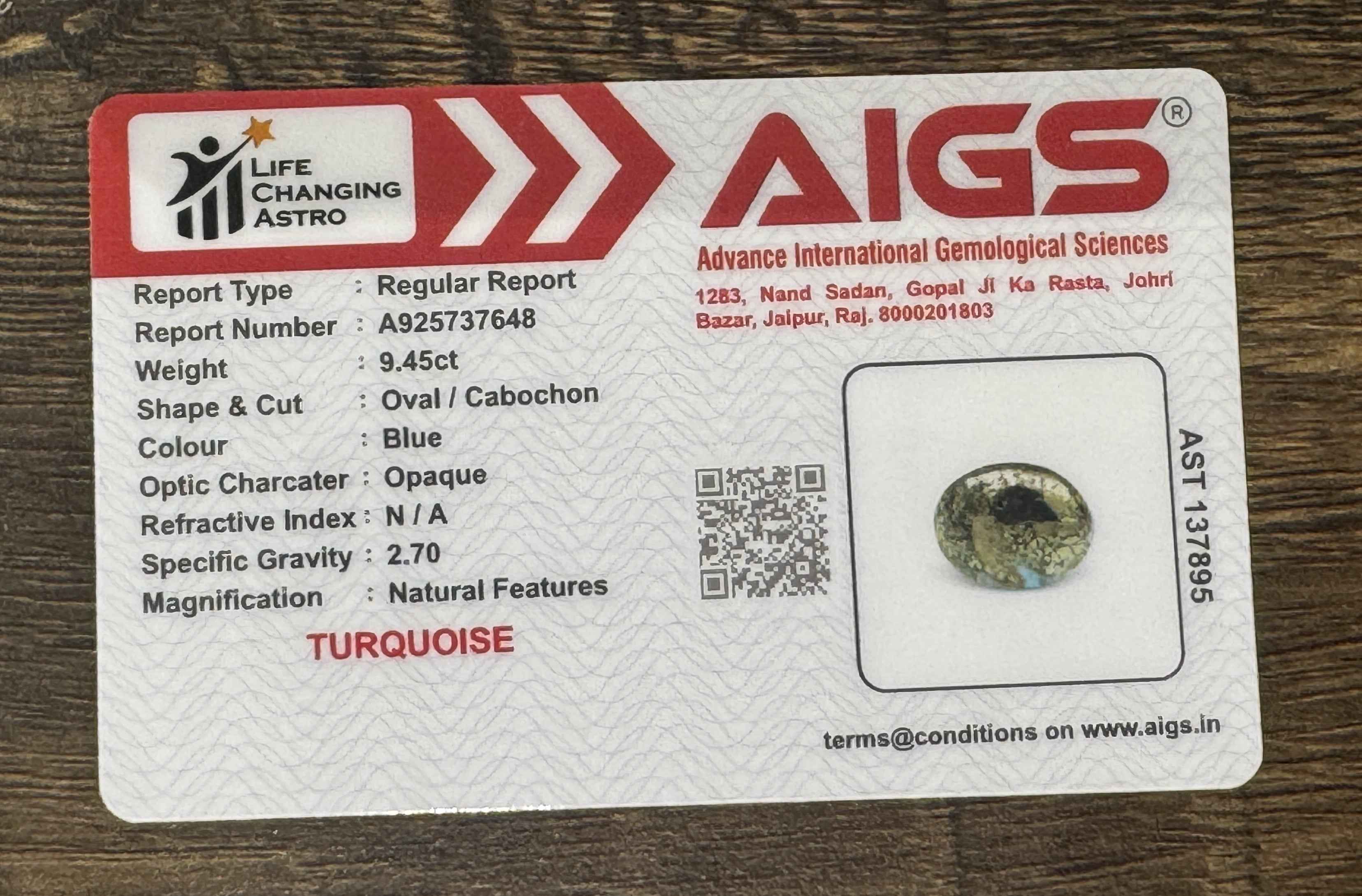 Firoza-Turquoise-9.45 Carats