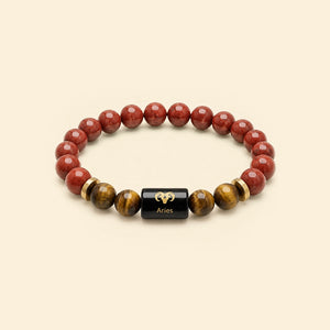 Aries (Mesh) Rashi Bracelet – Natural Red Jasper & Tiger Eye
