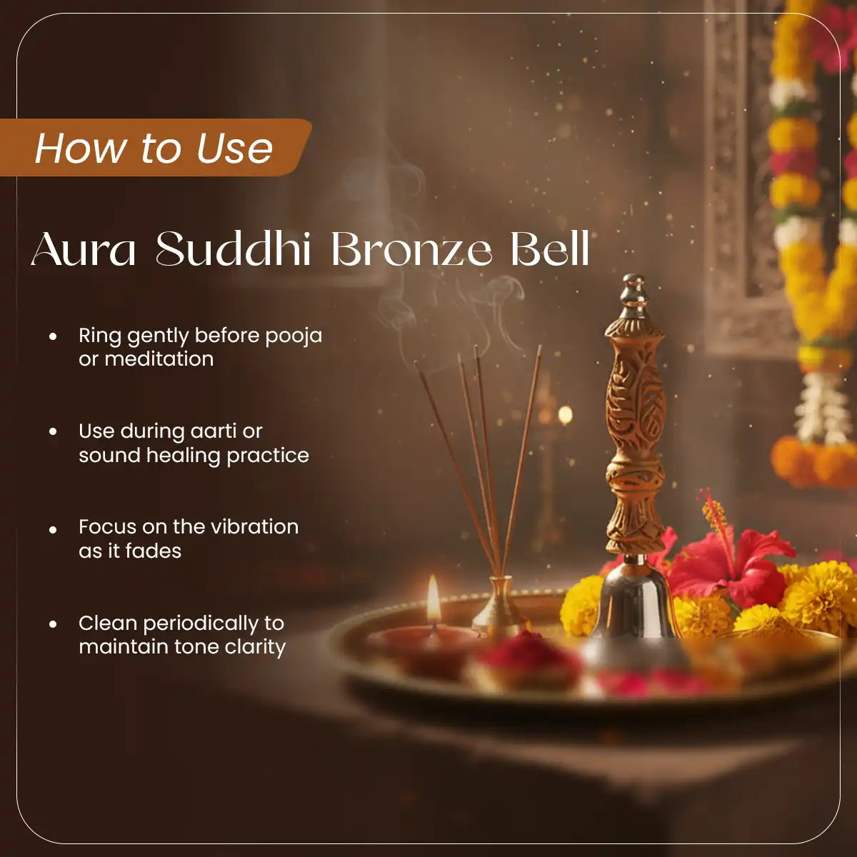 
                    
                      aura suddhi brass bell, handcrafted brass pooja bell, temple bell for pooja, sound healing brass bell, spiritual bell for meditation, sanatan dharma pooja bell, negative energy cleansing bell, vastu bell for home temple, brass bell for rituals, brass bell by acharya lavbhushan
                    
                  