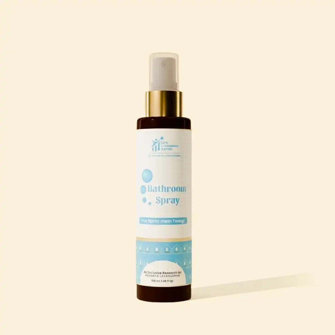 bathroom spray acharya lavbhushan, bathroom energy cleanse, washroom negativity remover, citrus essential oil spray, natural bathroom freshener, odour control spray, washroom energy balance, spiritual cleansing spray
