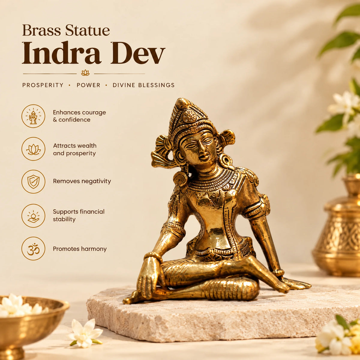 Brass Statue Indra Dev