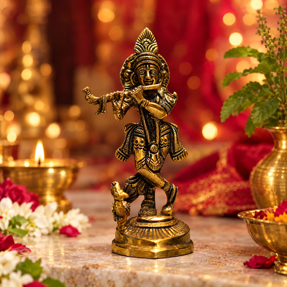 Brass Statue Krishna Ji
