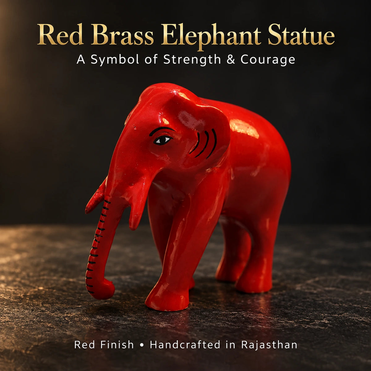 Brass Statue Red Elephant