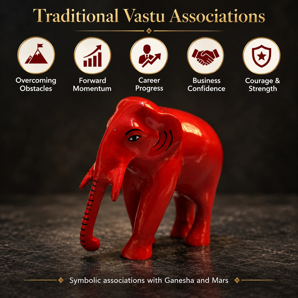 Brass Statue Red Elephant
