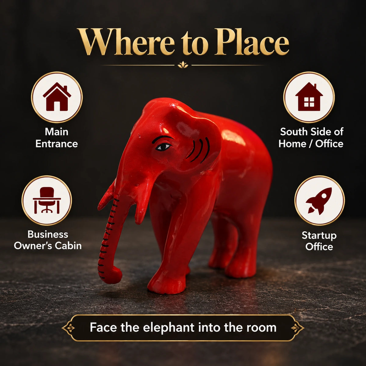 Brass Statue Red Elephant