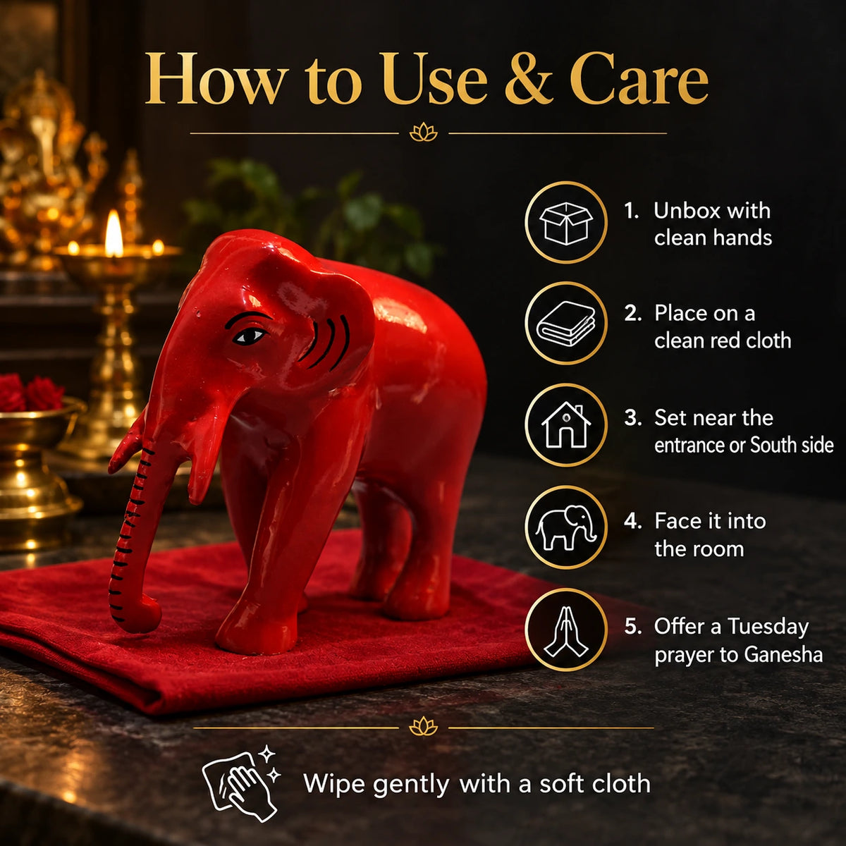 Brass Statue Red Elephant