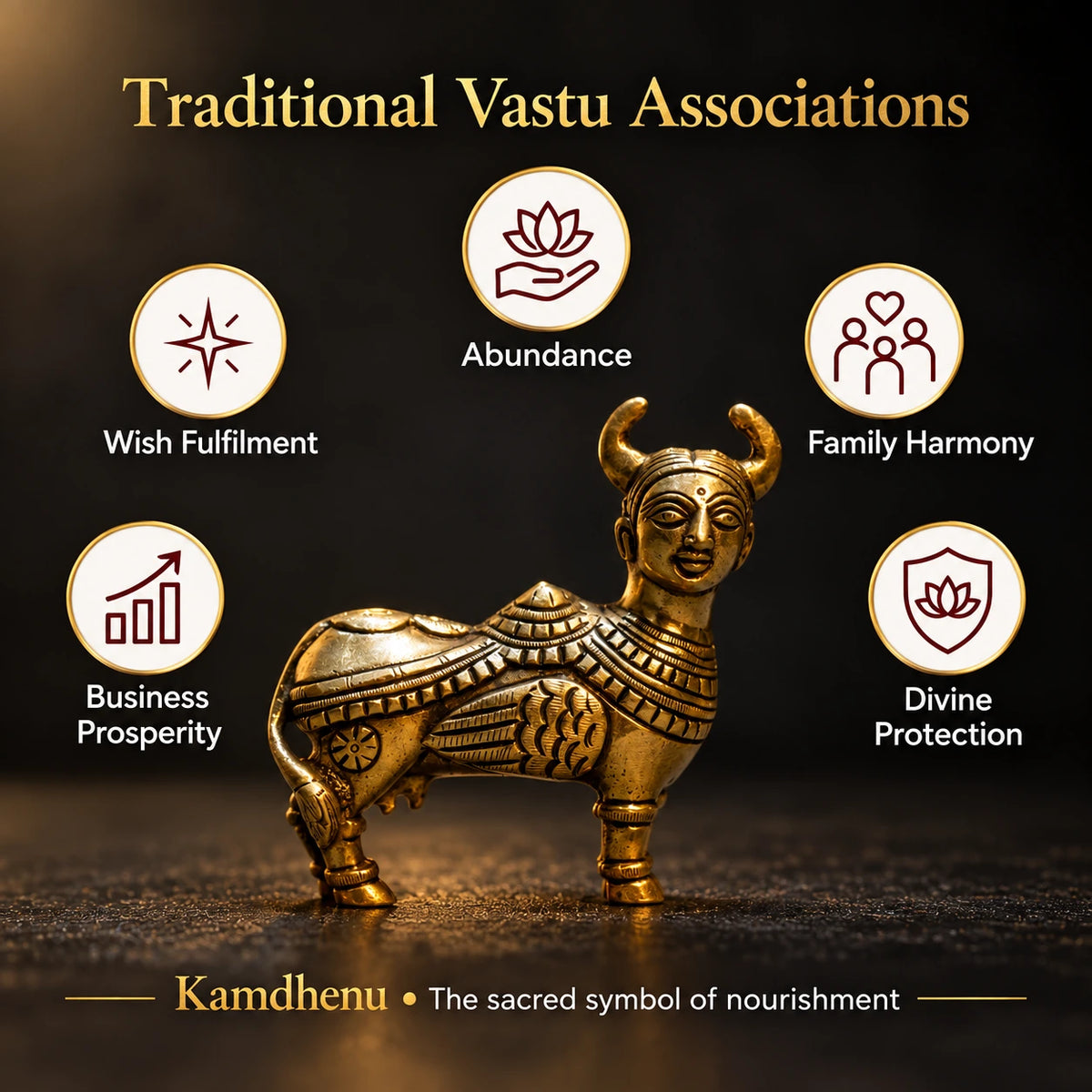 Brass Statue Small Kamdhenu Cow
