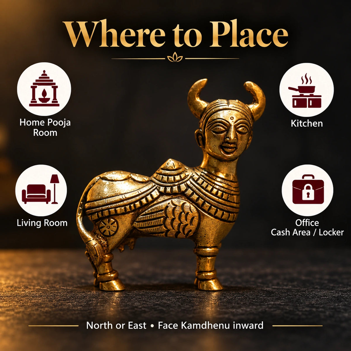 Brass Statue Small Kamdhenu Cow