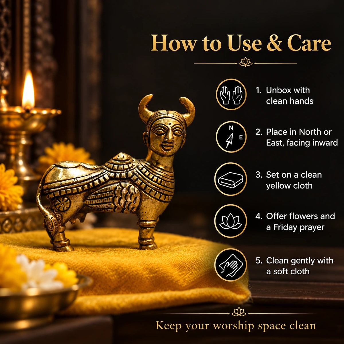 Brass Statue Small Kamdhenu Cow