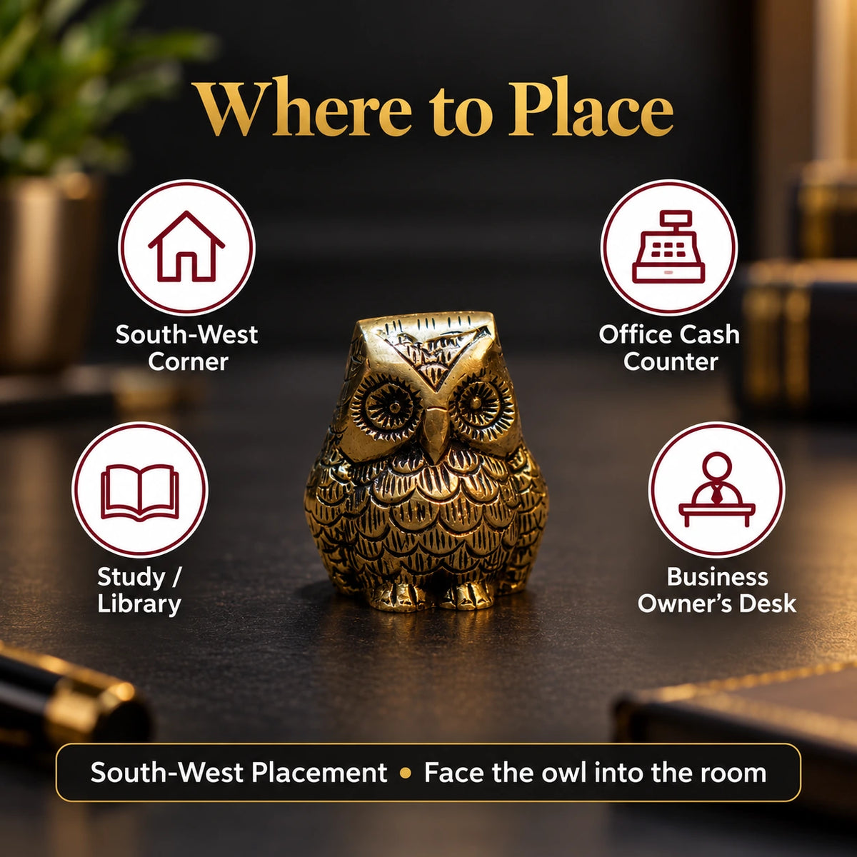 Brass Statue Small Owl