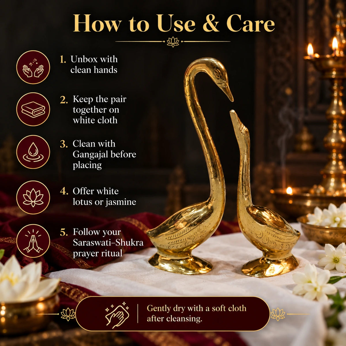 Brass Statue Swan Pair