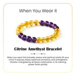 
                    
                      citrine amethyst bracelet, citrine amethyst gemstone bracelet, abundance calm crystal jewelry, clarity balance stone bracelet, grounding gemstone jewelry, emotional balance bracelet, daily wear spiritual bracelet, bracelet by acharya lavbhushan, when you wear it 
                    
                  