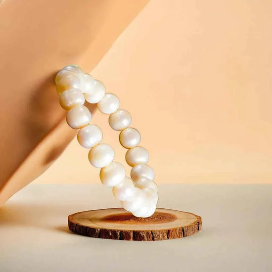 fresh water pearl bracelet, freshwater pearl gemstone bracelet, calm purity jewelry, emotional balance bracelet, soothing stone jewelry, grounding gemstone bracelet, daily wear spiritual bracelet, bracelet by acharya lavbhushan