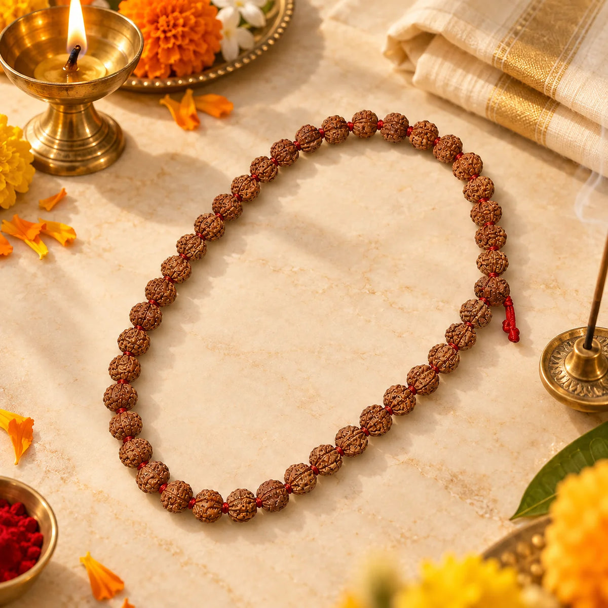 Ganesha Mukhi Mala Red