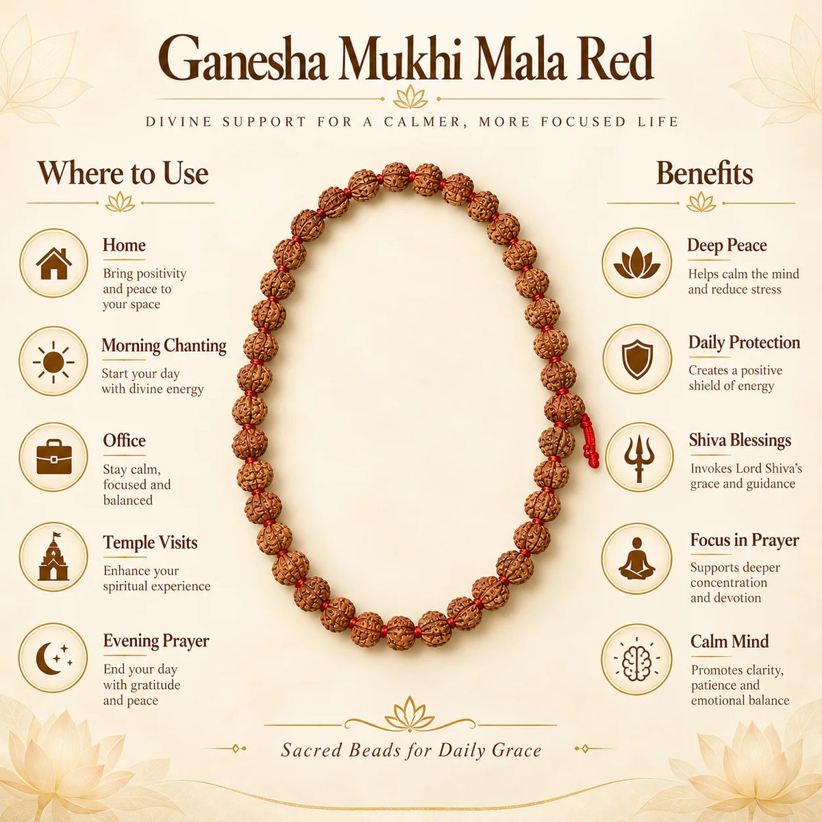 Ganesha Mukhi Mala Red