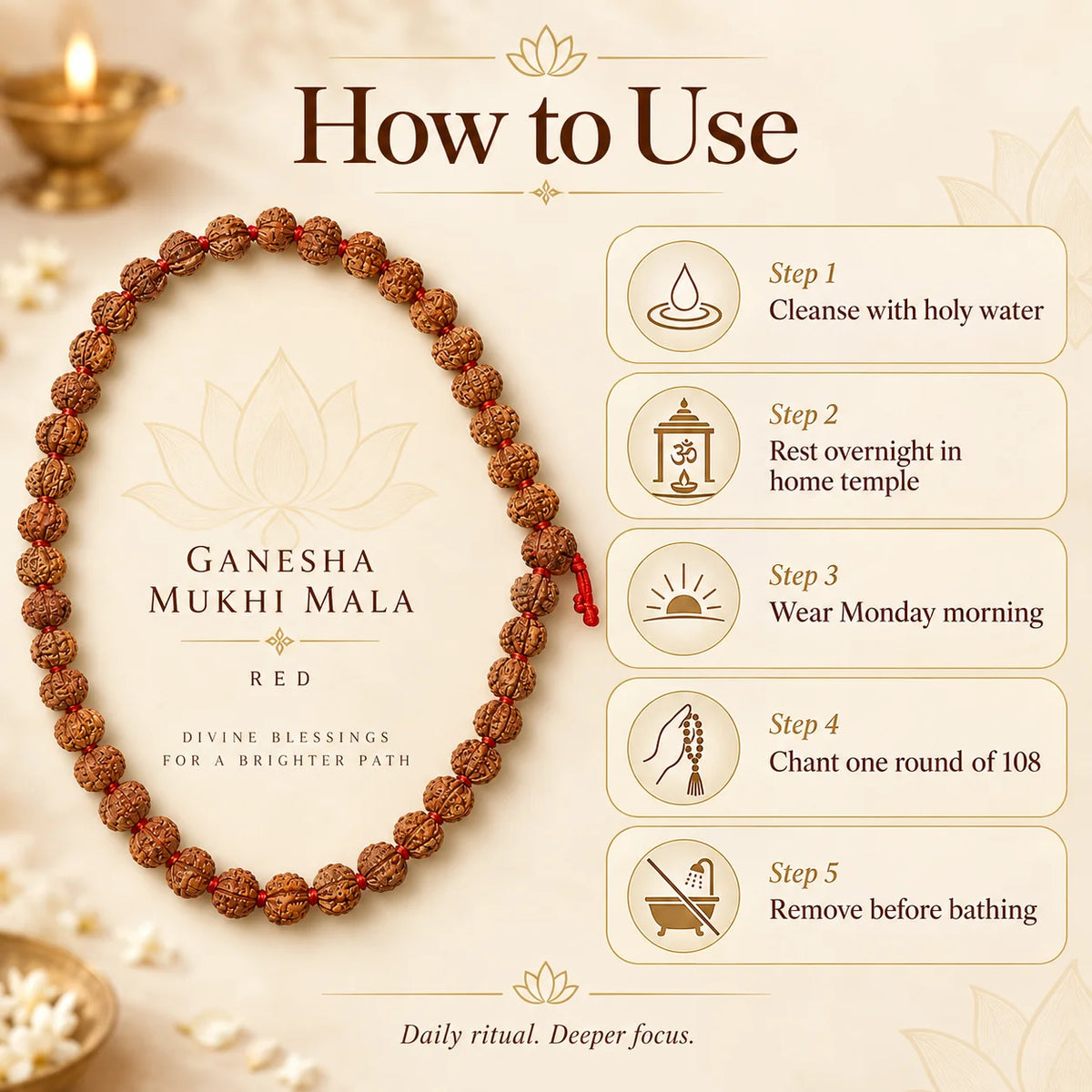 Ganesha Mukhi Mala Red