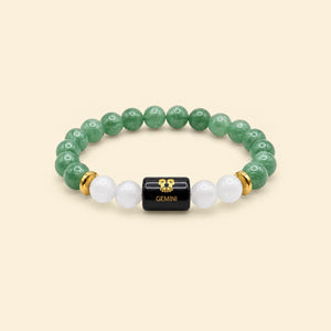 Gemini (Mithun) Rashi Bracelet | Natural Green Aventurine & Milky Quartz