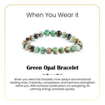 
                    
                      green opal bracelet, natural green opal gemstone bracelet, emotional renewal stone bracelet, peace positivity crystal jewelry, grounding gemstone bracelet, emotional balance jewelry, daily wear spiritual bracelet, bracelet by acharya lavbhushan, when you wear it 
                    
                  