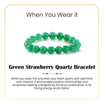 
                    
                      green strawberry quartz bracelet, natural strawberry quartz bracelet, heart balance gemstone bracelet, positivity crystal bracelet, calm confidence stone jewelry, grounding gemstone bracelet, daily wear spiritual bracelet, bracelet by acharya lavbhushan, when you wear it 
                    
                  