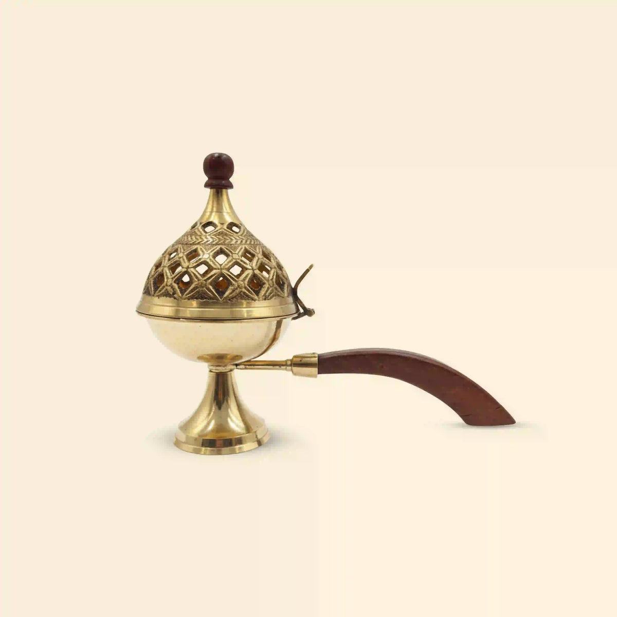 Handcrafted Loban Burner with Wooden Handle (Bronze)