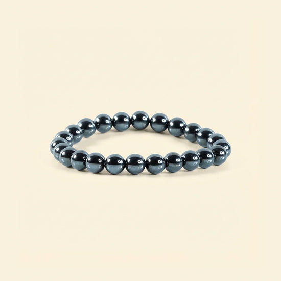 hematite bracelet, natural hematite stone bracelet, grounding stability bracelet, focus clarity gemstone bracelet, emotional balance crystal jewelry, daily wear gemstone bracelet, mindfulness stone bracelet, spiritual bracelet by acharya lavbhushan