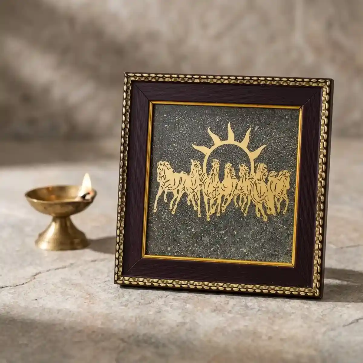 horse vastu frame, running horse frame vastu, seven horse vastu frame, success vastu wall frame, career growth vastu frame, business progress wall frame, vastu frame for office, positive energy horse frame, horse vastu frame by acharya lavbhushan