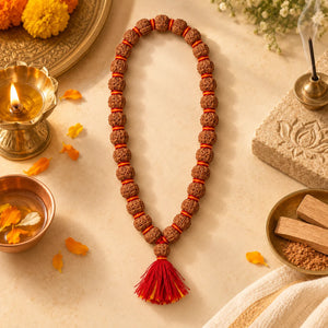 Kantha Velvet 33 Beads – Big Natural Rudraksha Kantha Mala for the Neck
