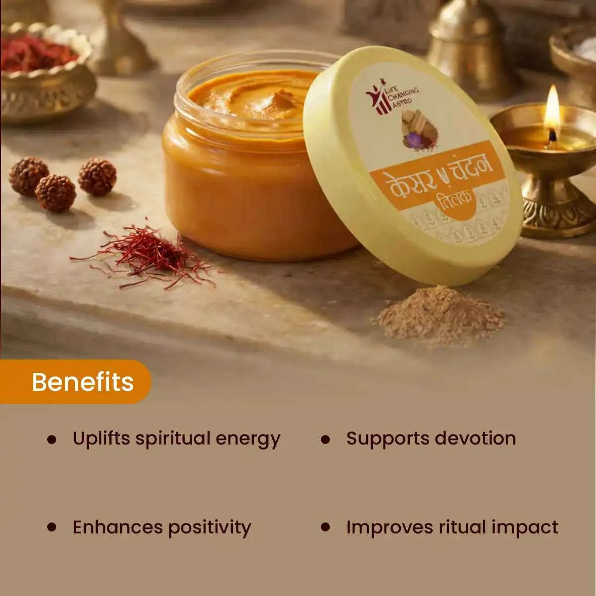 
                    
                      kesar chandan tilak, chandan kesar tilak for pooja, saffron sandalwood tilak, tilak for festivals and rituals, sattvic tilak for worship, spiritual tilak for devotion, auspicious tilak for pooja, tilak for positivity, kesar chandan by acharya lavbhushan, benefits 
                    
                  