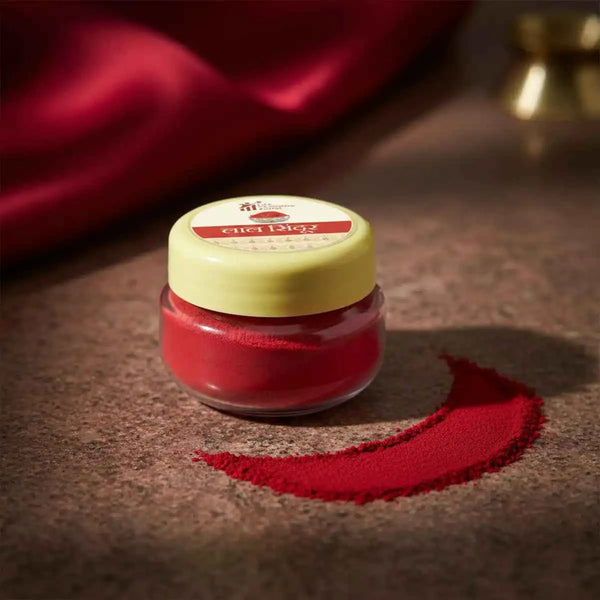 laal sindoor, kumkum sindoor for pooja, sindoor for goddess worship, shakti puja sindoor, married women sindoor, saubhagya sindoor, red sindoor for rituals, pooja sindoor powder, laal sindoor by acharya lavbhushan
